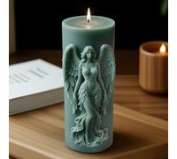 Stampo cilindrico a spirale in silicone per candele con scena del presepe a forma di angelo, stampi in silicone per candele, resina e sapone
