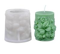 Stampo Cilindrico per Candele A Forma di Rosa 3D, Stampo in Silicone per Candele A Colonna, Stampi in Resina per Candele Fai da Te, Produzione di Saponi, Aromaterapia, Decorazioni per La Casa(C)