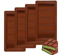 Stampo Cioccolato Dubai in Silicone 4 Pezzi, Forma Barrette 25x13.5x2 cm Profondo, Resistente da -40°F a 446°F, Senza BPA, Facile da Pulire, Per Cioccolatini Fatti in Casa, Gelato, Torte, Lunga Durata