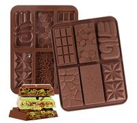 Stampo Cioccolato Tavoletta, 2 Pezzi Stampi Cioccolatini di 6 Cavità Include 100 Sacchetti una Spatola per Cioccolatini Fatti in Casa, Cioccolatini, Caramelle, Waffle, Decorazioni per Torte (B)