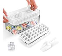 Stampo Cubetti Ghiaccio,Formine Ghiaccio,Stampo Ghiaccio con Coperchio e Contenitore,Rilascia Tutti i Cubetti Ghiaccio in un Secondo, senza BPA, 64 Stampi Ghiaccio(bianco)