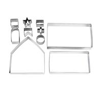 Stampo da forno 3D a forma di casa di pan di , set di dieci formine per biscotti in acciaio inossidabile, forma natalizia per dessert festivi, accessorio per la casa, architettura