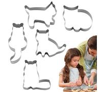 Stampo da taglio per dolci, stampo per pasticceria, a forma di gatto, set di cinque riutilizzabili in acciaio inossidabile per fondente formaggio, gelatina, cioccolato