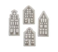 Stampo decorativo in silicone a forma di casa sul canale bella forma ornamento stampo per la lavorazione di statue in gesso Decorazione unica della casa