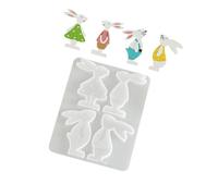Stampo dettagliato in silicone a forma di coniglietto per appendere ornamenti per la creazione di gioielli per gli appassionati di fai da te. Presenta un ciondolo a forma di coniglio