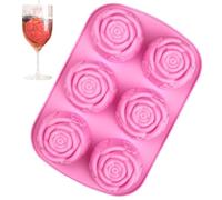 Stampo Di Cioccolato Di Rose, Silicone Di Rose,Rosa Fondente Mold - Fiore Grande Blocco Di Ghiaccio, 6 Cavità, Lavastoviglie Sicuro Per Cocktail Refrigerati, Whisky, Ju
