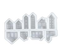 Stampo di Silicone di Natale 10 stampi in Silicone a Forma di casa cavità per Sapone di Cera in Gesso epossidico a lume di Candela Fai da Te