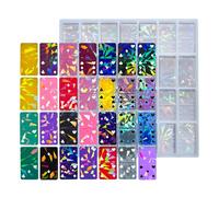 Stampo flessibile in silicone robusto per domino con effetto olografico, 28 scomparti, portatile, per creare resina e argilla, stampi in silicone flessibile