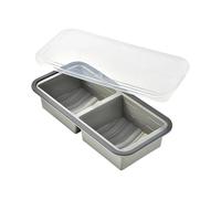 Stampo for ghiaccio in silicone compatibile for 2/3/4 cavità con coperchio gigante grande vassoio for congelatore strumento for la creazione di ghiaccioli fai da te(Grey-2grids)