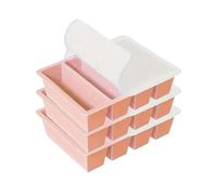 Stampo for vassoio quadrato a striscia lunga con 4 cubetti di ghiaccio giganti in silicone a griglia, durevole(Pink with cover 3pc)