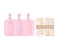 Stampo gelato modello carino kit maker silicone fai -da -te per la festa degli attrezzi da cucina (3 ovali consecutivi + 50 bastoncini)