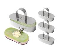 Stampo generico ad anello per torte - 4 da dessert in acciaio con spintore | Anelli di cottura per torte, dolci e mousse, perfetti per cuocere dessert, ideali per uso domestico e