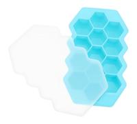 Stampo Ghiaccio a Nido D'ape in Silicone Coperchio Blu | Design Semplice, Riempimento Facile, Anti-perdita, Stabile nel Congelatore, Non Si Crepa Durante Freddo