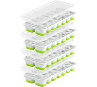 Stampo Ghiaccio con Coperchio, 4 Pezzi Stampi per Ghiaccio, Rilascio Facile, Coperchi Impilabili, Stampo Ghiaccio Silicone per congelatore, Whisky, Cocktail (4 Pezzi, Verde)