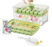 Stampo Ghiaccio con Coperchio e Contenitore, 56 Pezzi Vassoio per Cubetti di Ghiaccio, Vassoio per Cubetti di Ghiaccio Senza BPA a Doppio Strato, Rilascia Tutti i Cubetti Ghiaccio in un Secondo(Verde)