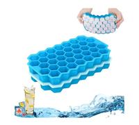 Stampo Ghiaccio con Coperchio, Stampo Impilabile per Ghiaccio a 37 Scomparti, Vassoio Cubetti Congelamento Riutilizzabili, Stampi Rilascio Facile per Whisky Cocktail Bevande Succo, 2 Pz. (Blu)