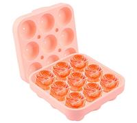 Stampo Ghiaccio Silicone, AKONE 9 Cavità Cubetti di Ghiaccio Rose Riutilizzabili Formine con Coperchio, BPA Free,Sfera Forma Ghiaccio Stampi per Alcolici Cocktails Whisky (Rosa)