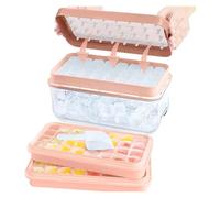 Stampo Ghiaccio Vassoio for cubetti di ghiaccio con 2 vassoi impilabili, stampi in silicone contenitore for congelatore, 64 pepite(Pink)