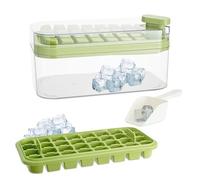 Stampo Ghiaccio x64 Cubetti Ghiaccio, Ghiaccio per Cocktail BPA Free con Coperchio e Contenitore, 2 x 32 Stampi per Ghiaccio Facili da Estrarre, Ice Maker per Casa, Bar e Spiaggia
