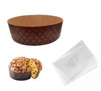 Stampo In Carta Forma Panettone Basso Ondulato GR.750 PZ.5 Stampi + PZ.5 Buste