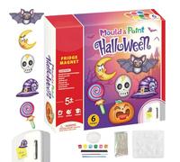 Stampo in ceramica per Halloween, set di statuette per pittura a forma di , ornamento in gesso vuoto | Kit di pittura artigianale compatto con magnete integrato per ragazzi e ragazze, divertente