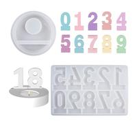 Stampo in Numeri Siliconici, Stampi in Silicone per Resina, Stampi a Forma di Numero 0-9 Riutilizzabile, per Collane, Portachiavi, Numero Civico, Sapone, Cioccolato, Dolci, Fondente, Pastelli