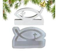 Stampo in resina a forma di croce - Stampo tridimensionale in silicone, stampo in silicone pressofuso, decorazione per resina epossidica, design a croce di pesce, decorazione da scrivania |