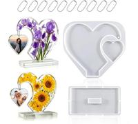 Stampo in resina a forma di cuore per foto, 10 catene, riutilizzabile | Targa da appendere, interno lucido, facile rilascio, personalizzazione di tintura mica glitterata, accenti per librerie