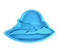 Stampo in resina a forma di delfino a sole stampi in silicone semi-stereoscopico per fusione epossidica per montaggio a parete Decorazione per delfino sole stampo per resina epossidica