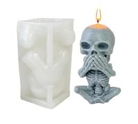 Stampo in resina cranica, stampo per blocco di ghiaccio cranio, vedere Speak non ascoltare il malvagio strumento di figura del cranio 3D | Fabbricazione di candele in resina epossidica, stampo in