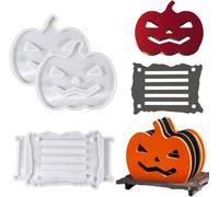 Stampo in resina per sottobicchiere a forma di zucca, stampo in silicone con supporto, set di stampi per sottobicchieri a forma di zucca di Halloween, adatto per resina epossidica, sottobicchieri