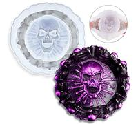 Stampo in resina, stampo in silicone per posacenere a forma di teschio di Halloween, fai da te, idea regalo per resina epossidica, cheletri, gioielli, per feste, decorazioni per la casa