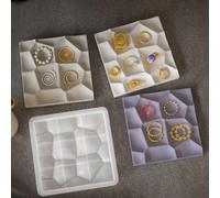 Stampo in silicone 14 cm fai da te, sottobicchieri, pannelli da parete in silicone, struttura ondulata 3D, piatto quadrato in silicone, vassoio per sottobicchieri, portacandele, decorazione per la