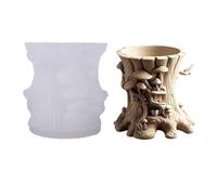 Stampo in silicone 3D, per primavera, per colata di primavera, ceppo, gufo, per fiori, in silicone, per primavera, vaso di gesso per versare resina epossidica, portapenne, vetro (F)
