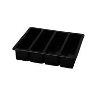 Stampo in silicone a 4 griglie lunghe per cubetti di ghiaccio fai da te per alimenti complementari per bambini, morbido e riutilizzabile, per torte, candele, nero