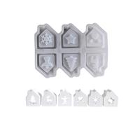 Stampo in silicone a 6 cavità a forma di casa con luci ambientali, stampo in silicone adatto per progetti e attività familiari stampo morbido