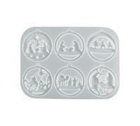 Stampo in silicone a 6 fori per gioielli, per alimenti, per orecchini, portachiavi, progetti artigianali, Natale, orecchini, portachiavi, ciondoli