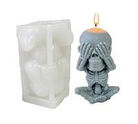 Stampo in Silicone a di Cranio | Ascolta No malvagio 3D -Statue -Creazione Strumento | Artigianato Candela Fabbricazione Resina epossidica -ostaggio Stampo in Silicone per Personaggi da