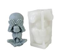 Stampo in silicone a di cranio | Vedere Speak non ascoltare il malvagio 3D - Strumento per realizzare candele, resina epossidica, ostaggio in silicone per personaggi da collezione.