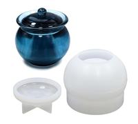 Stampo in silicone a due parti per contenitore arrotondato con coperchio | Configurazione del corpo e del coperchio in due parti, costruzione dello stampo flessibile, forme coordinate per un barattolo