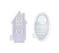 Stampo in silicone a forma casa Candeliere per casa a forma cuore Stampo in cemento Decorazioni per portacandele in gesso Stampi per in resina Atmosfera calda