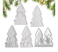 Stampo in silicone a forma di albero di Natale, 4 pezzi, antiaderente, riutilizzabile, per decorazioni natalizie, per resina epossidica, gesso, argilla, cemento, decorazione per la casa, donne, adulti