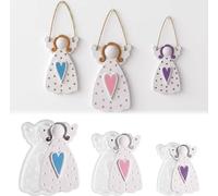 Stampo in silicone a forma di angelo, 3 pezzi, motivo natalizio | Stampo in silicone a forma di angelo con cuore, stampo in silicone per gesso per versare angeli di Natale