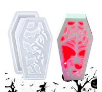 Stampo in silicone a forma di bara, stampo per lampada in resina spettrale, vassoio per paralume per Halloween, a forma di bara, forma epossidica a forma di bara, stampo trasparente fatto a mano