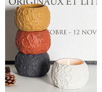 Stampo in silicone a forma di barattolo circolare con texture di pietra spaziale, cemento, per creare una candela profumata in cera di soia, portacandele, vaso per piante grasse in stile nordico minim