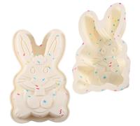 Stampo in silicone a forma di coniglietto pasquale, perfettamente antiaderente, ideale per lavoretti creativi e dolci.