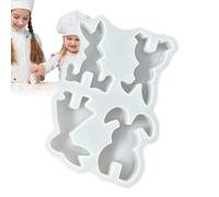 Stampo in silicone a forma di coniglietto pasquale, riutilizzabile, 4 cavità, antiaderente, per cioccolato, fondente, sapone, gesso, gelatina, burro, casa, fai da te