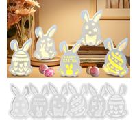 Stampo in silicone a forma di coniglio pasquale, 6 pezzi, stampi in silicone per Pasqua, stampo per colata di coniglietto pasquale, stampi in silicone per Pasqua, coniglietti in silicone, per