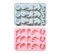 Stampo in silicone a forma di cowboy occidentale, design con cappello a stivaletto, 15 cavità, grigio e rosa, confezione da 2
