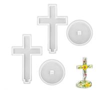 Stampo in silicone a forma di croce in piedi con base, stampi 3D in resina a forma di croce di Gesù, stampi per candelieri in silicone a forma di croce, ornamenti natalizi pasquali, per fai da te in